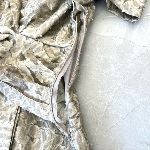 ZARA Sage Green Textured Draped Floral Design Short Sleeves Midi Dress Sz L NEW - Picture 15 of 16